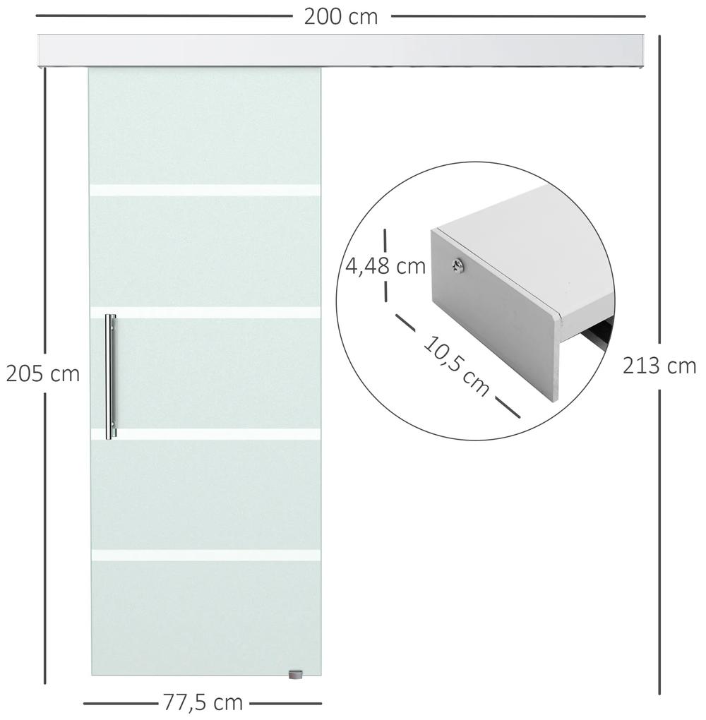 Usa glisanta din Sticla Temperata Satinata, cu Dungi, 77,5x205cm HOMCOM | Aosom RO