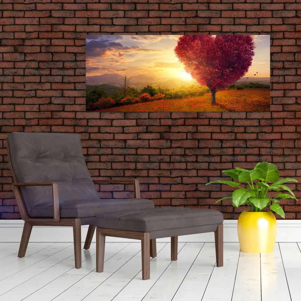 Tablou cu copaci în forma de inimă (120x50 cm)
