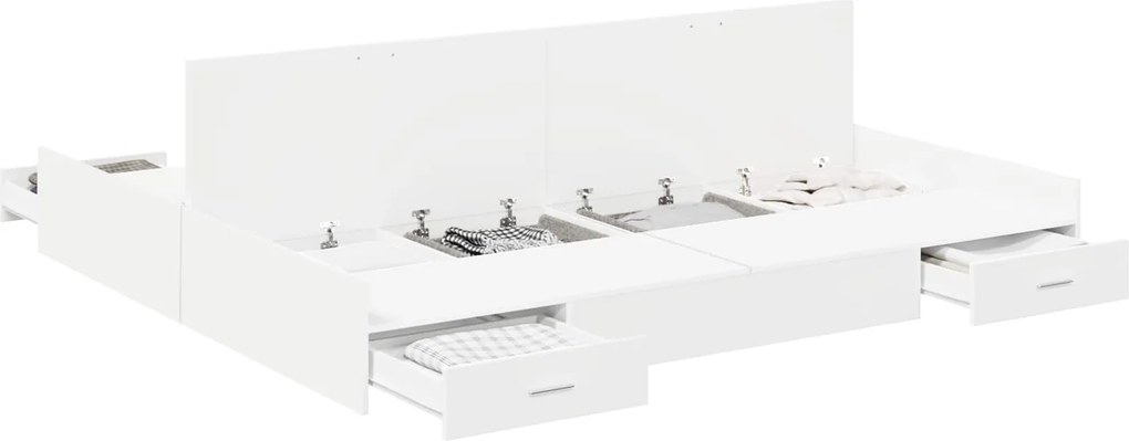 vidaXL Cadru de pat cu depozitare Alb 180 x 200 cm Lemn compozit