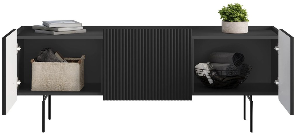 Dulap TV Malmi 150 cm - negru mat / picioare negre