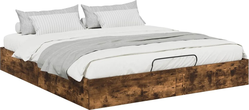 vidaXL Cadru de pat otoman Stejar Afumat 203 x 160 x 25 cm