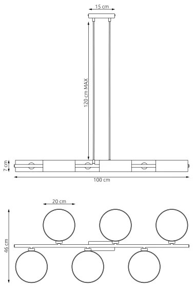 Lustră pe cablu DRUMZ 6xE14/10W/230V negru/gri