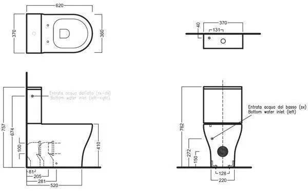 Rezervor vas WC Hatria, Erika Pro Q monobloc ceramic cu alimentare laterala