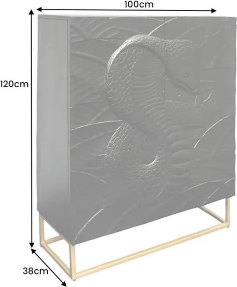 Comoda cu aplicatie exotica pe fronturi SNAKE 120cm negru