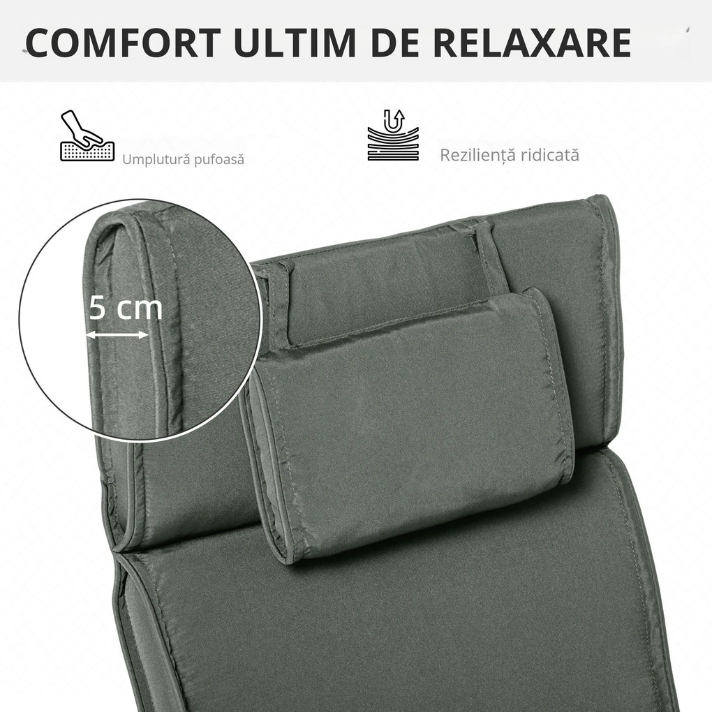 Outsunny Saltea pentru Șezlong, Design Modern, Confortabilă și Ușor de Întreținut, 198x53x5cm, Gri | Aosom Romania