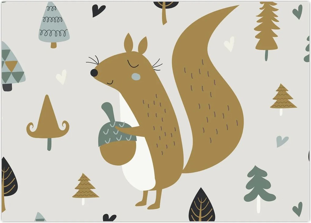 Tablou - Veveriță cu o nucă (70x50 cm)