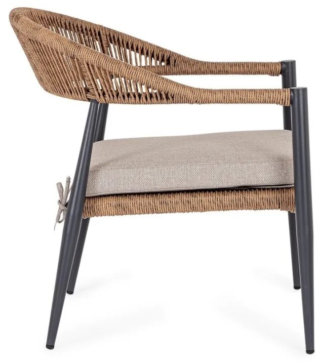 Scaun de gradina din aluminiu, cu perna detasabila, antracit / maro, Jandia Bizzotto