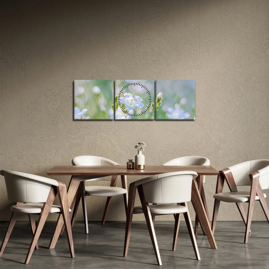 Tablou - Flori delicate (cu ceas) (90x30 cm)