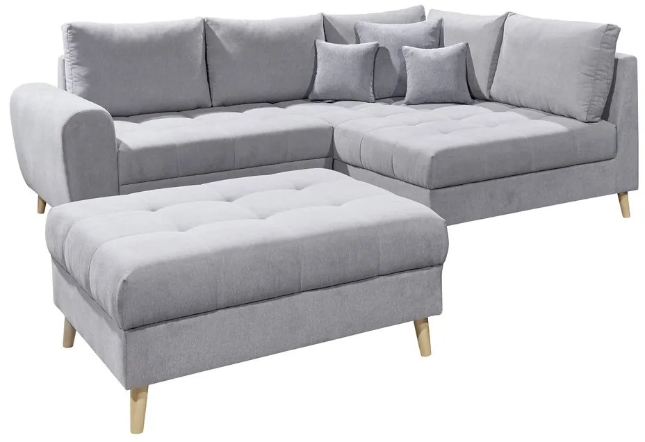 Coltar dreapta Alice, 3 locuri, 249 x 175 x 94 cm, PAL/lemn/poliester, gri deschis