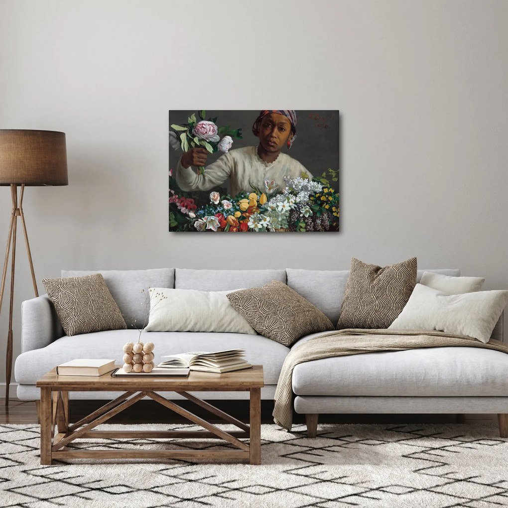 Tablou - Frédéric Bazille, Young Woman with Peonies, reproducere (70x50 cm)