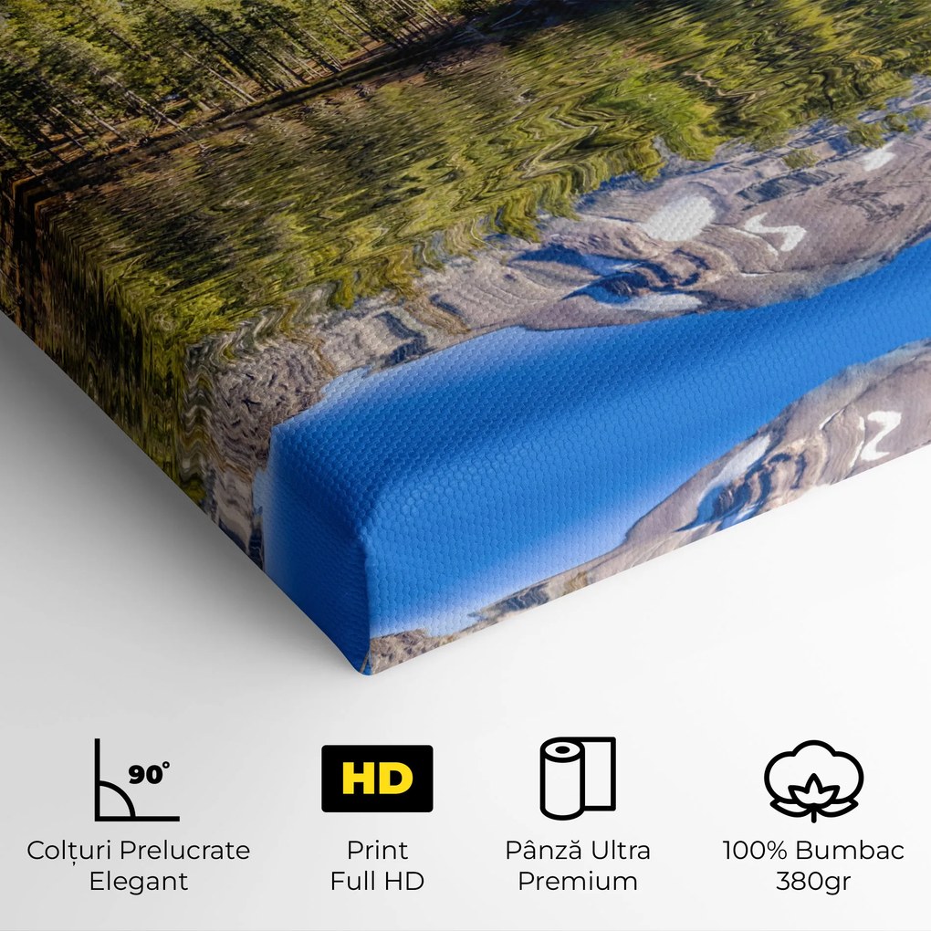 Tablou Canvas, 100x200cm, Dormitor si Living, Peisaje, Lacuri, Green Tree Lake