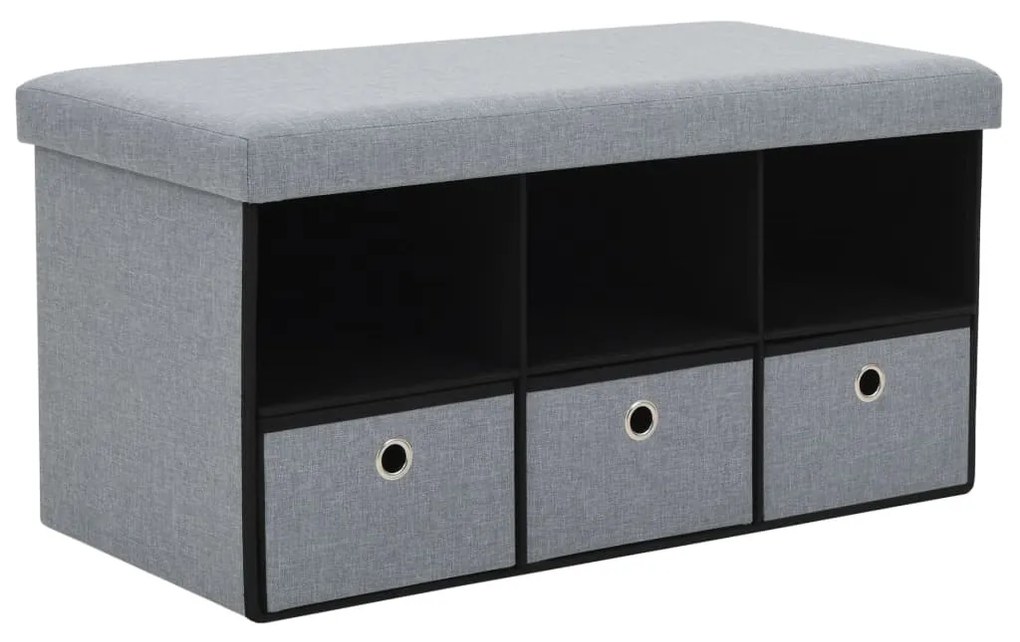 247094 vidaXL Bancă pliabilă depozitare gri deschis 76x38x38 cm aspect pânză