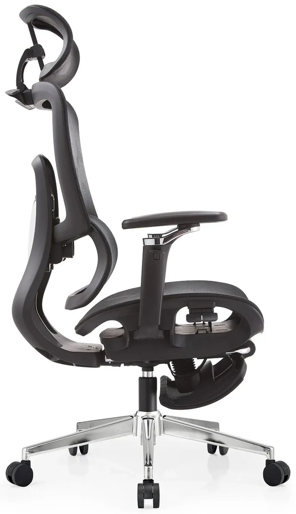 RESIGILAT- SYBERGO HUMAN PRO Scaun ergonomic, suport lombar, sezut translatie, cotiere 3D, suport picioare, Full Mesh, Negru