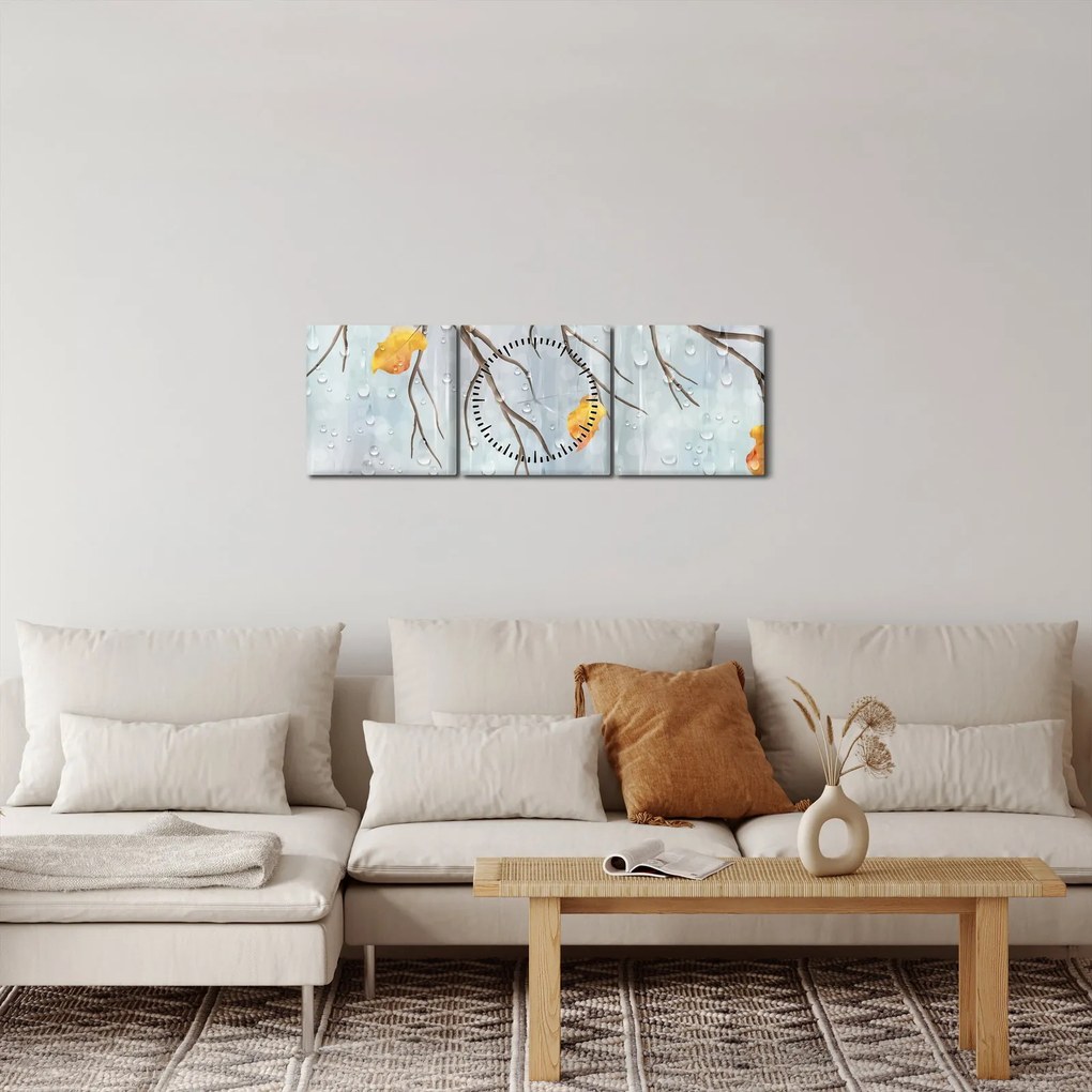 Tablou - Toamna ploioasă (cu ceas) (90x30 cm)