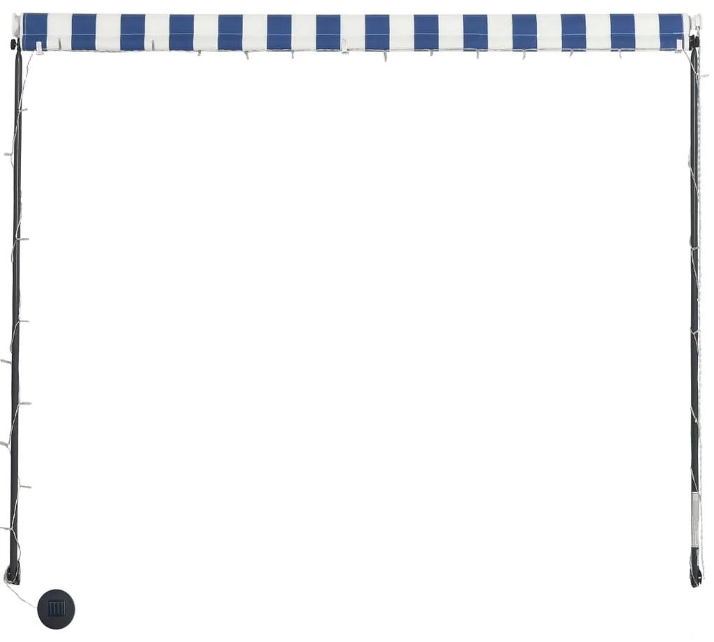 Copertina retractabila cu LED, albastru si alb, 250 x 150 cm Albastru si alb, 250 x 150 cm