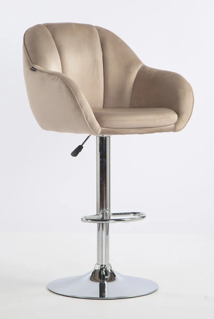 HR2055W Scaun Latte din Catifea cu Bază Cromata