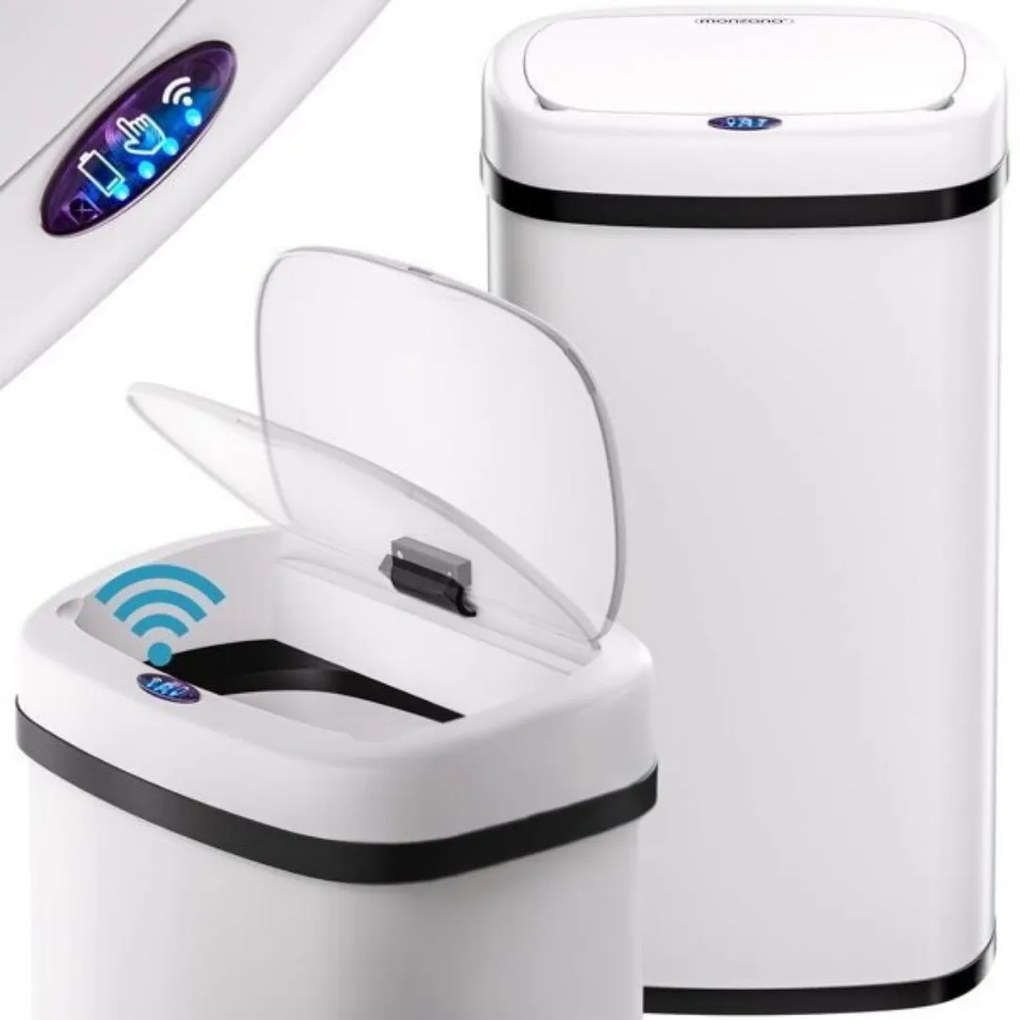 Coș de gunoi cu senzor DEUS, 58 litri, alb Jurhan