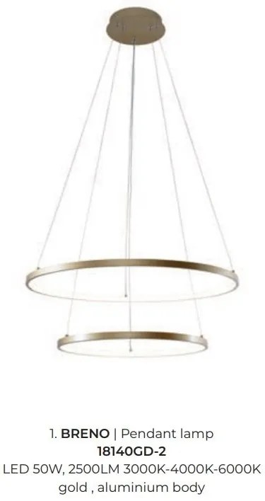 Lustra LED moderna design circular BRENO auriu 40/60cm