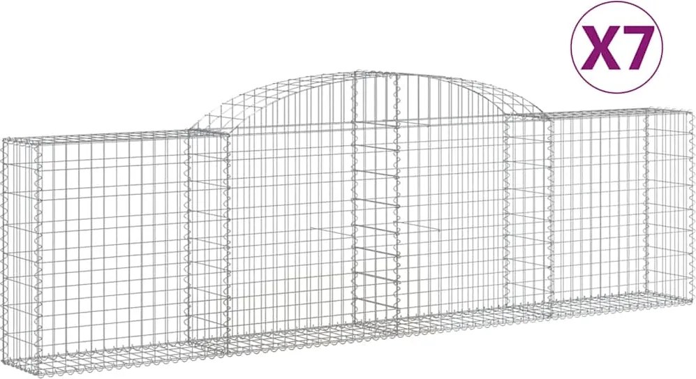 vidaXL Coșuri gabion arcuite 7 buc., 300x30x80/100 cm, fier galvanizat