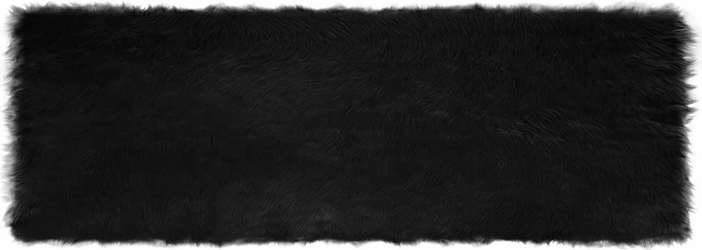 vidaXL Covor din Lână Faux Tafalla Negru 80 x 250 cm Poliester