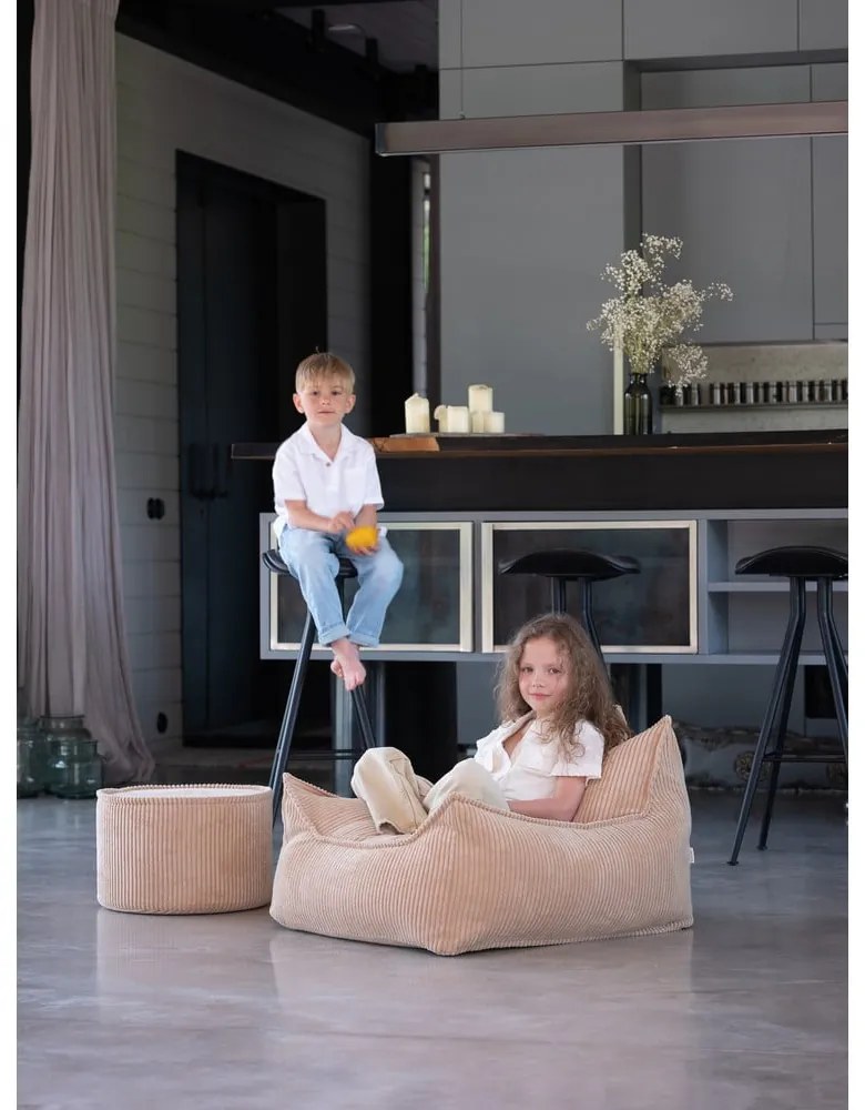 Fotoliu puf pentru copii maro deschis cu tapițerie din catifea reiată Chair – Wigiwama