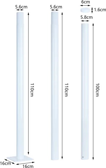 Brilagi - Tijă metalică albă pentru stâlp iluminat exterior URBAN 3 m