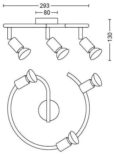 Spot LIMBALI 3xGU10/50W/230V negru Philips