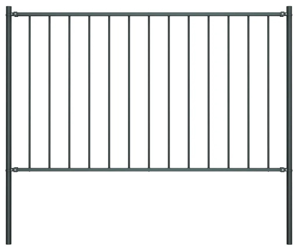 Panou de gard cu stalpi, antracit, 1,7 x 0,75 m, otel 1, Antracit, 1.7 x 0.75 m