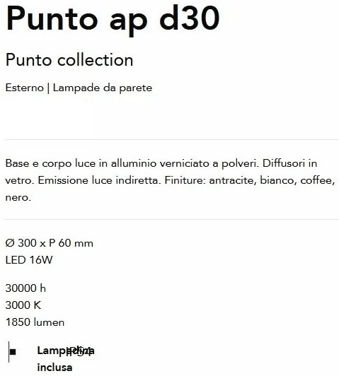 Aplica LED iluminat exterior ambiental Punto ap d30 negru