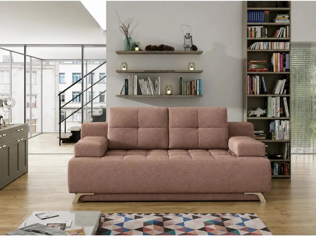 Canapea extensibila OSLO, stofa catifelata maro deschis - Palladium 4,