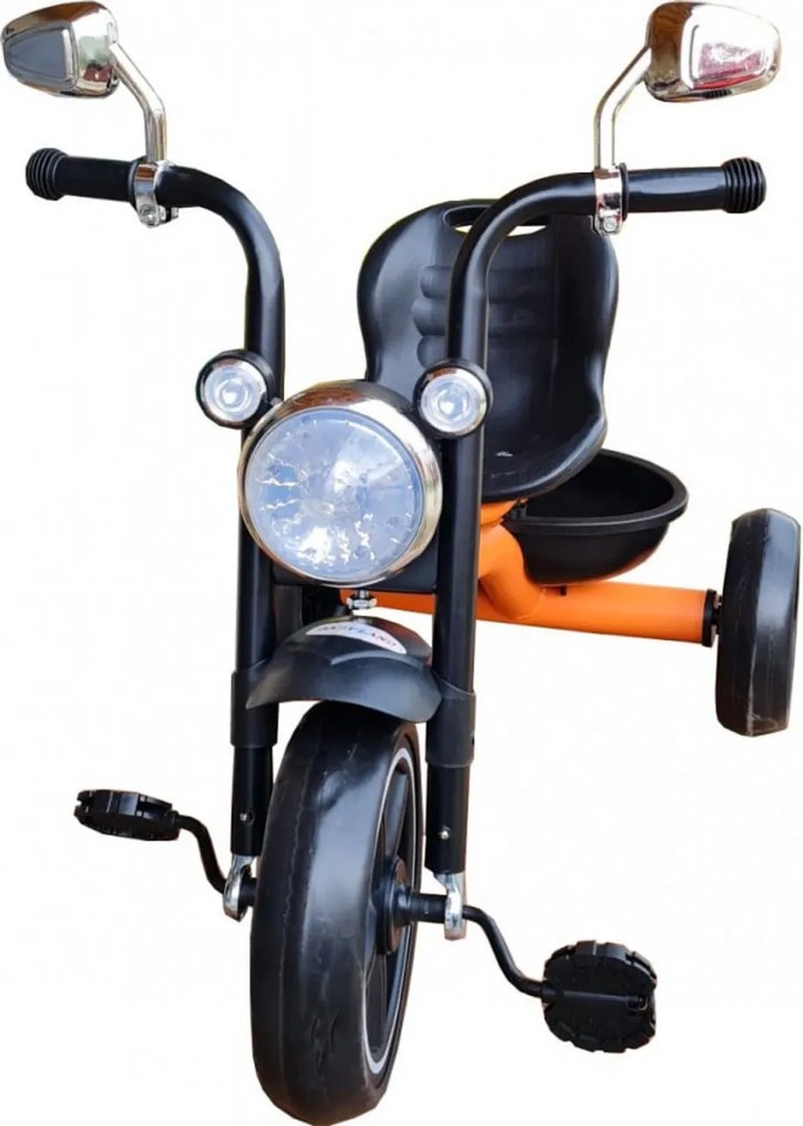 Tricicleta cu pedale NOVOKIDS™ My First Chopper Trike, Cu melodii si lumini, Max 30 kg, Roti din spuma cauciucata EVA, Cadru metalic, Model