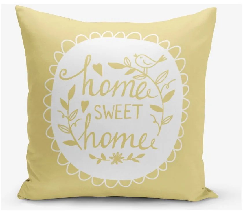 Față de pernă Minimalist Cushion Covers Home Sweet Home, 45 x 45 cm, galben