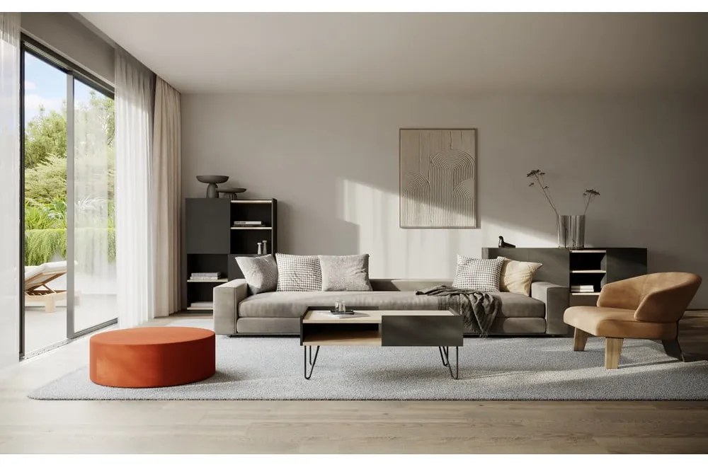 Bibliotecă neagră mată 100x147 cm Nina TemaHome