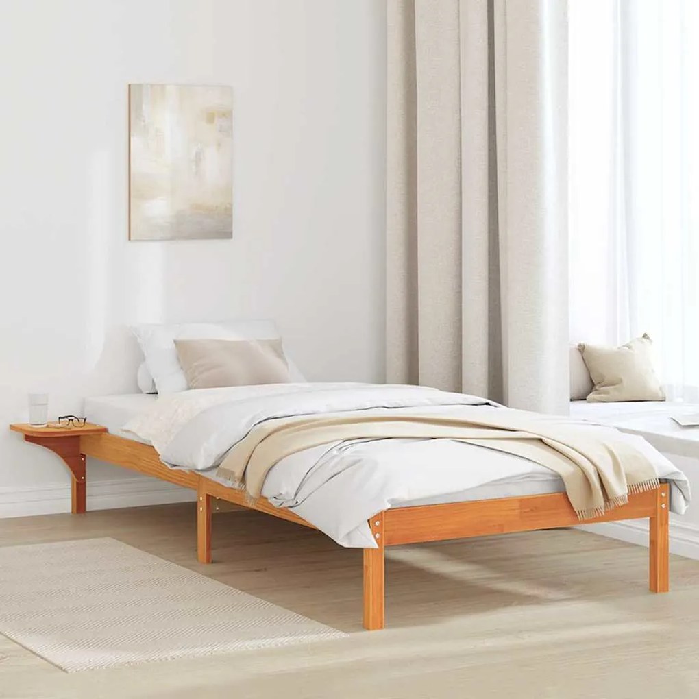 vidaXL Cadru de pat cu mese laterale Maro 90 x 200 cm Maroniu cerat