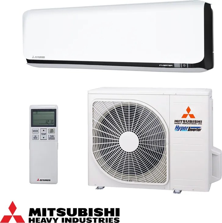 Aparat de aer conditionat cu invertor Mitsubishi Heavy Industries SRK25ZSX-WFB + SRC25ZSX-W, 9000 BTU, 20 m², Wi-Fi, R-32, Alb/Negru