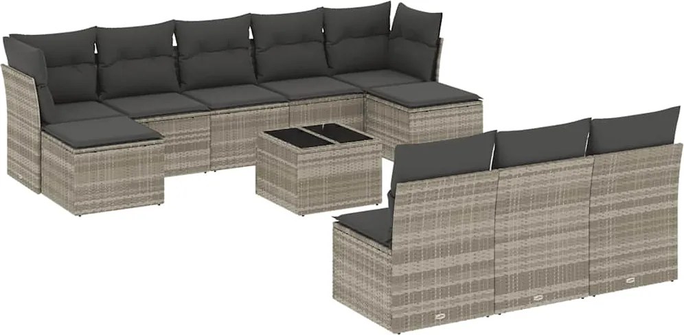 vidaXL Set canapele de grădină cu perne, 11 piese, gri, poliratan