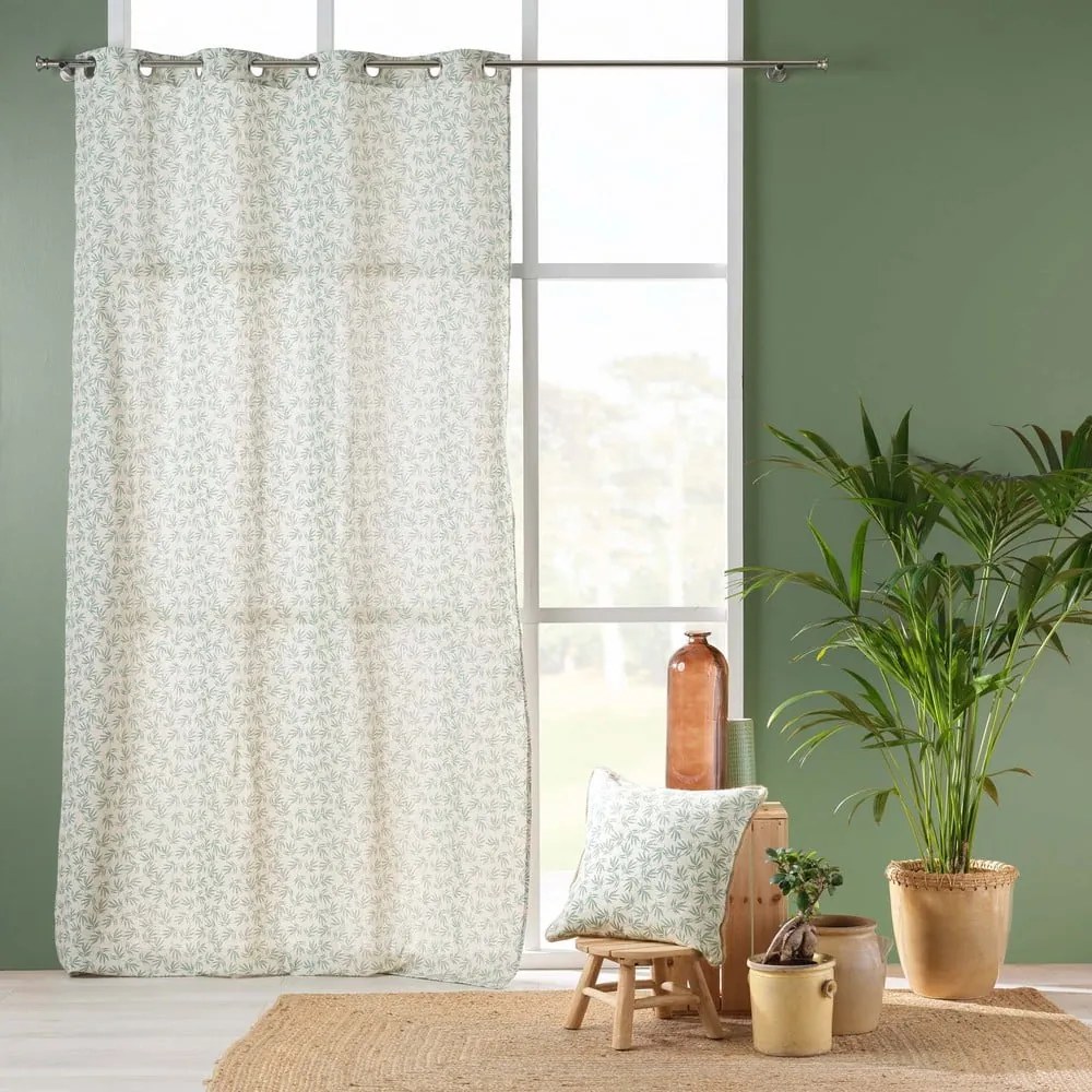 Draperie albă/verde 140x240 cm Maddy – douceur d'intérieur