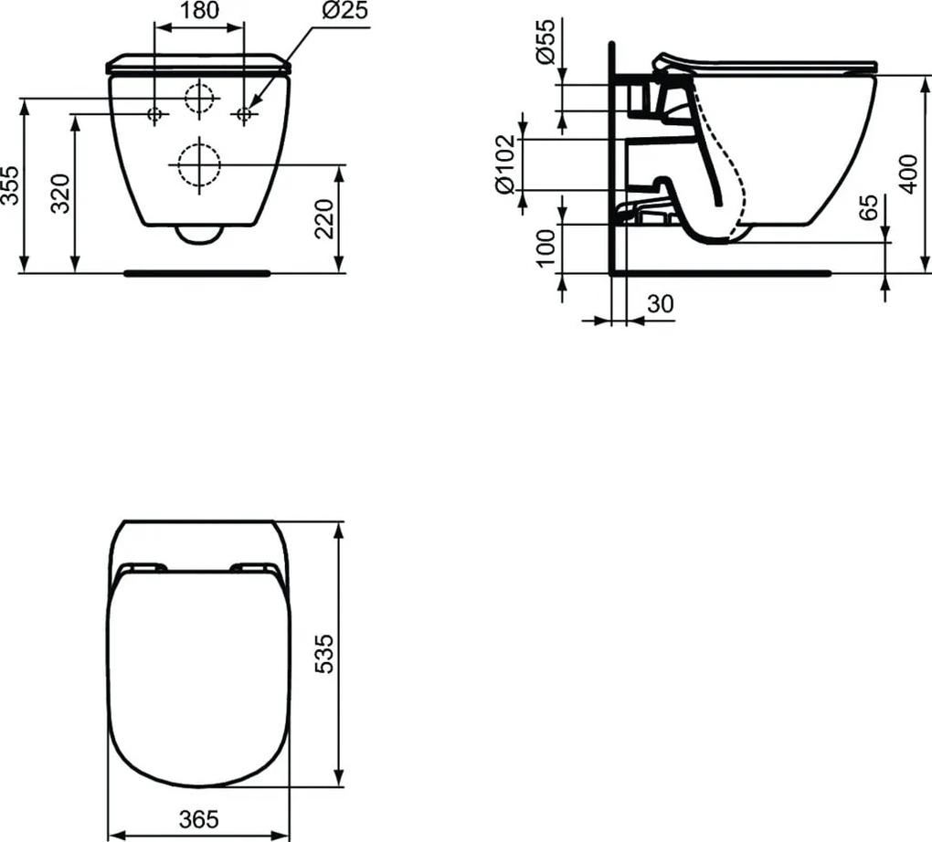 Vas WC suspendat Ideal Standard Tesi AquaBlade, negru mat - T0079V3