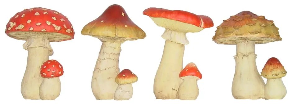 Statuete de grădină 4 buc. din polirășină Toadstool – Esschert Design