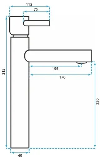 REA-B8803 - Baterie pentru lavoar TESS 31,5 cm aurie