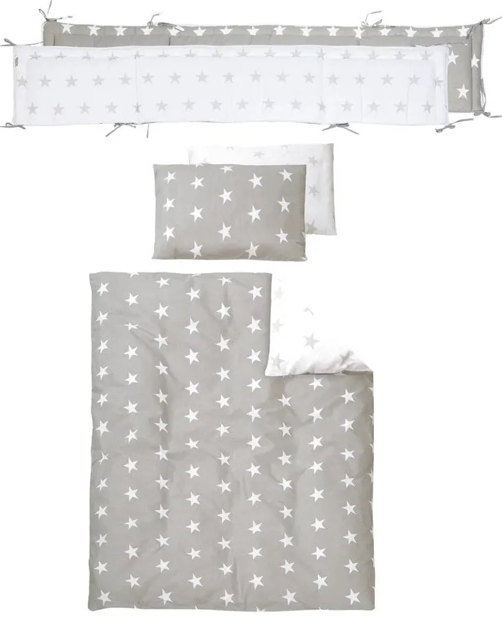 Pătuț alb cu roți și baldachin 60x120 cm Little stars – Roba
