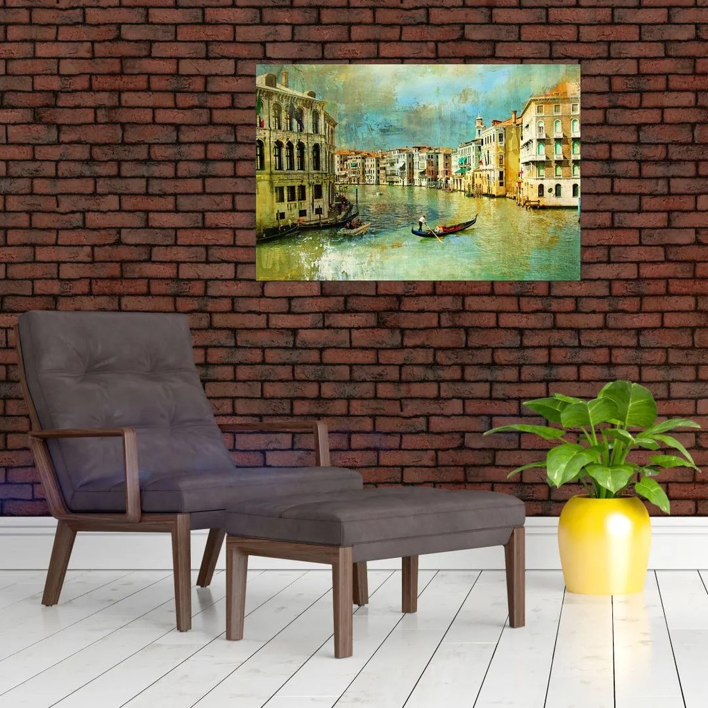 Tablou - Canalul de la Veneția și gondole (90x60 cm)