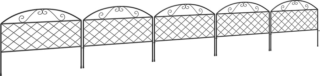 Outsunny Lot de 5 panouri de gard de grădină decorative din metal, bordură de grădină, pat de flori - dim. 305 x 43 cm | Aosom Romania