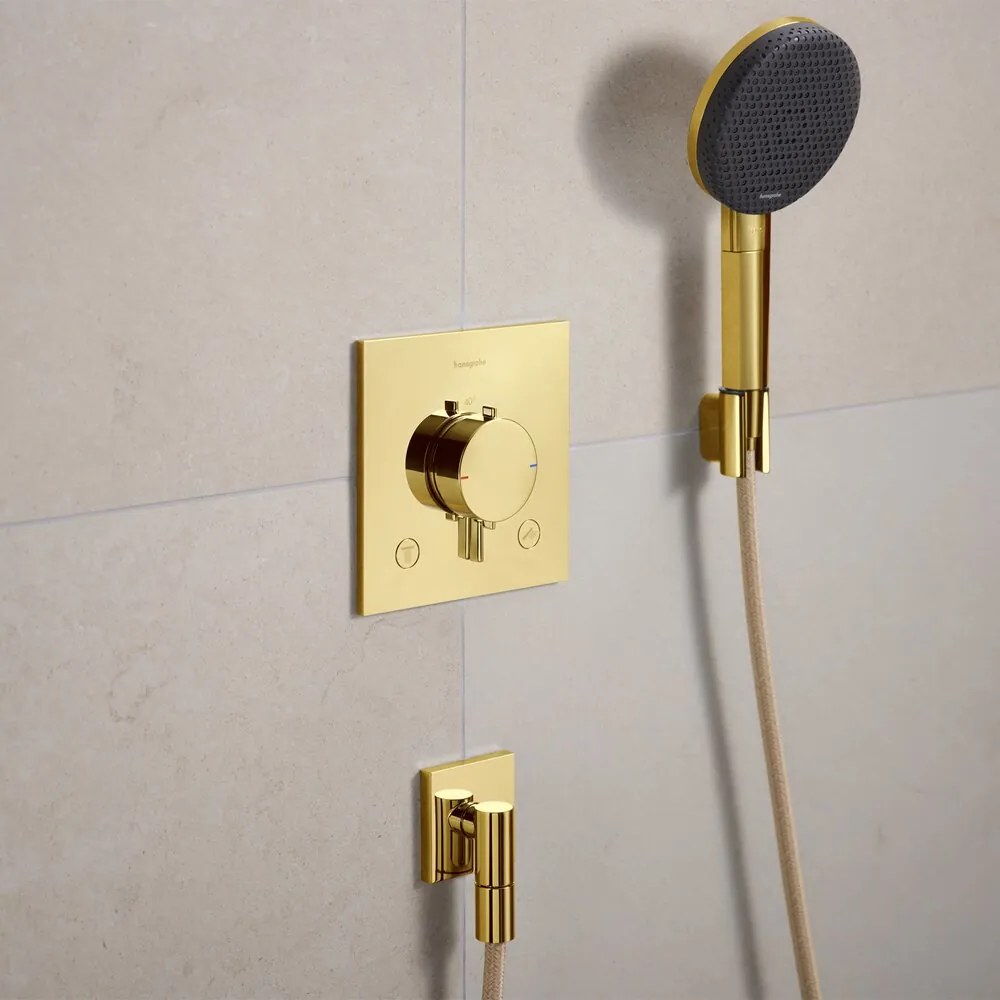 Baterie cada-dus termostatata Hansgrohe Ecostat Comfort E finisaj auriu lucios fara corp ingropat