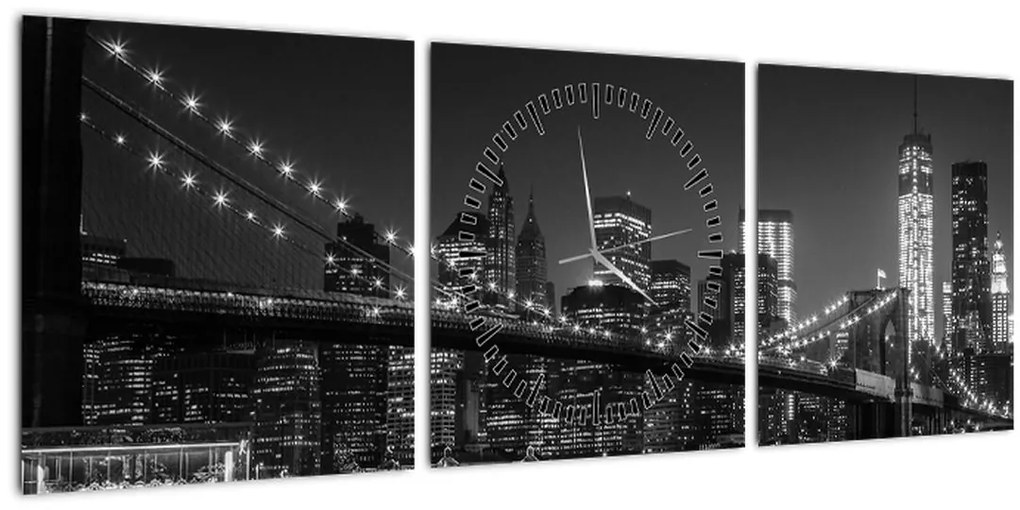 Tablou cu podul Brooklin în New York (cu ceas) (90x30 cm)