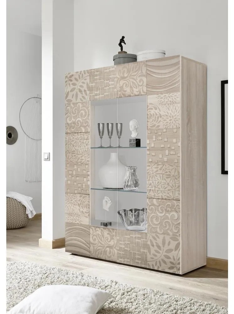 Vitrină ARIA, stejar Sonoma