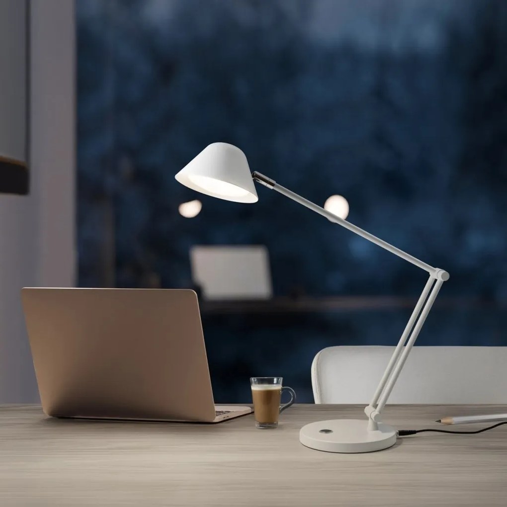Veioza/Lampa de birou LED cu brat articulat Taros alba