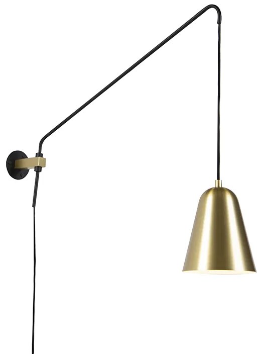 Lampă de perete retro aurie/alamă cu abajur - Demi