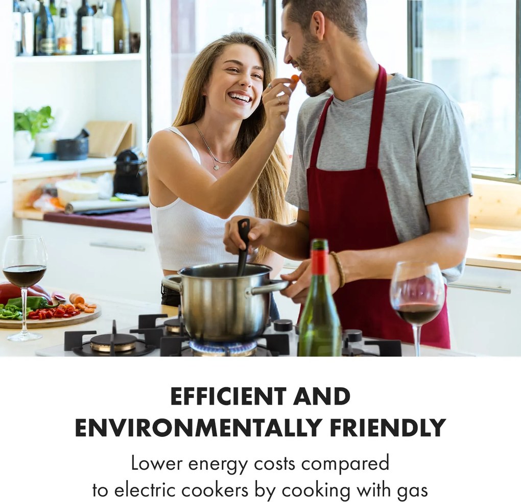 Klarstein Goldflame 5, aragaz pe gaz, 5 arzătoare, arzătoare din alamă, ceramică din sticlă