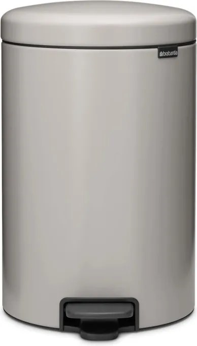 Coș de gunoi cu pedală Brabantia NewIcon 1010441, 20 l, închidere lentă, bază antiderapantă, gri deschis